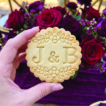 Custom Letter Name Floral Wedding Cookie Cutter Stamp Set, Personalized Wedding Fondant Cutter, Date Cookie Stamp, Wedding Gifts