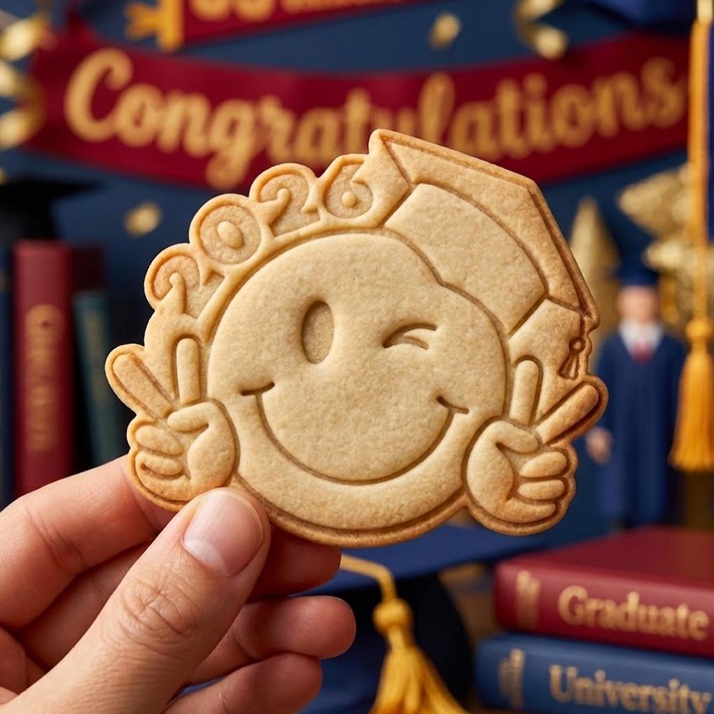 2026 Smiley Cap Grad Cookie Cutter Stamp, Class of 2026 Cookie Cutter, Grad Cookie Stamp, Senior 2026 Cutter, Congrats GRAD