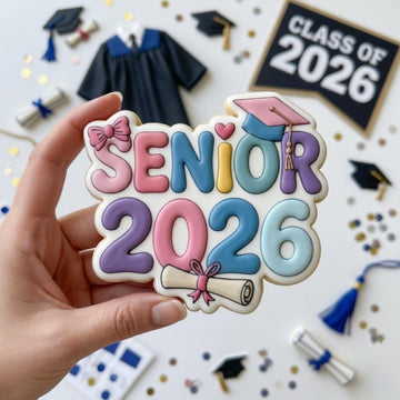 Senior 2026 Cookie Cutter and Stamp, Class of 2026 Graduation Cookie Cutter, Cute Grad Cap Diploma Cookie Stamp
