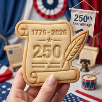 1776 - 2026 Scroll Cookie Cutter & Stamp, USA 250th Anniversary Patriotic Mold, Declaration History Biscuit Stamp