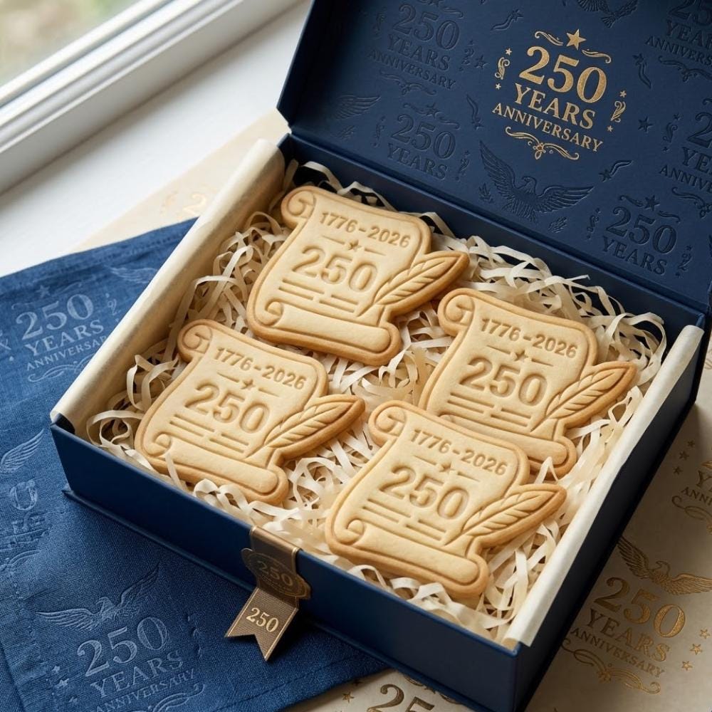 1776 - 2026 Scroll Cookie Cutter & Stamp, USA 250th Anniversary Patriotic Mold, Declaration History Biscuit Stamp