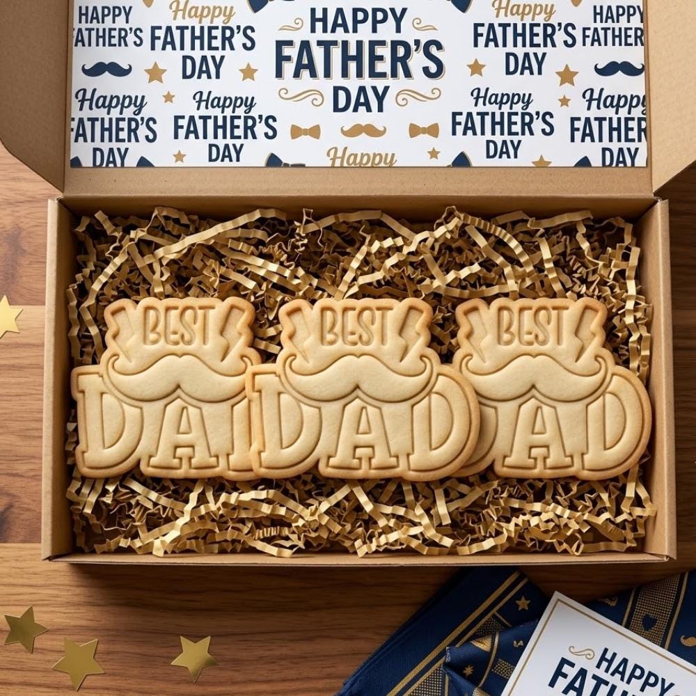 Best Dad Cookie Cutter & Stamp, World's Greatest Father Fondant Cutter, Superhero Papa Holiday Biscuit Stamp