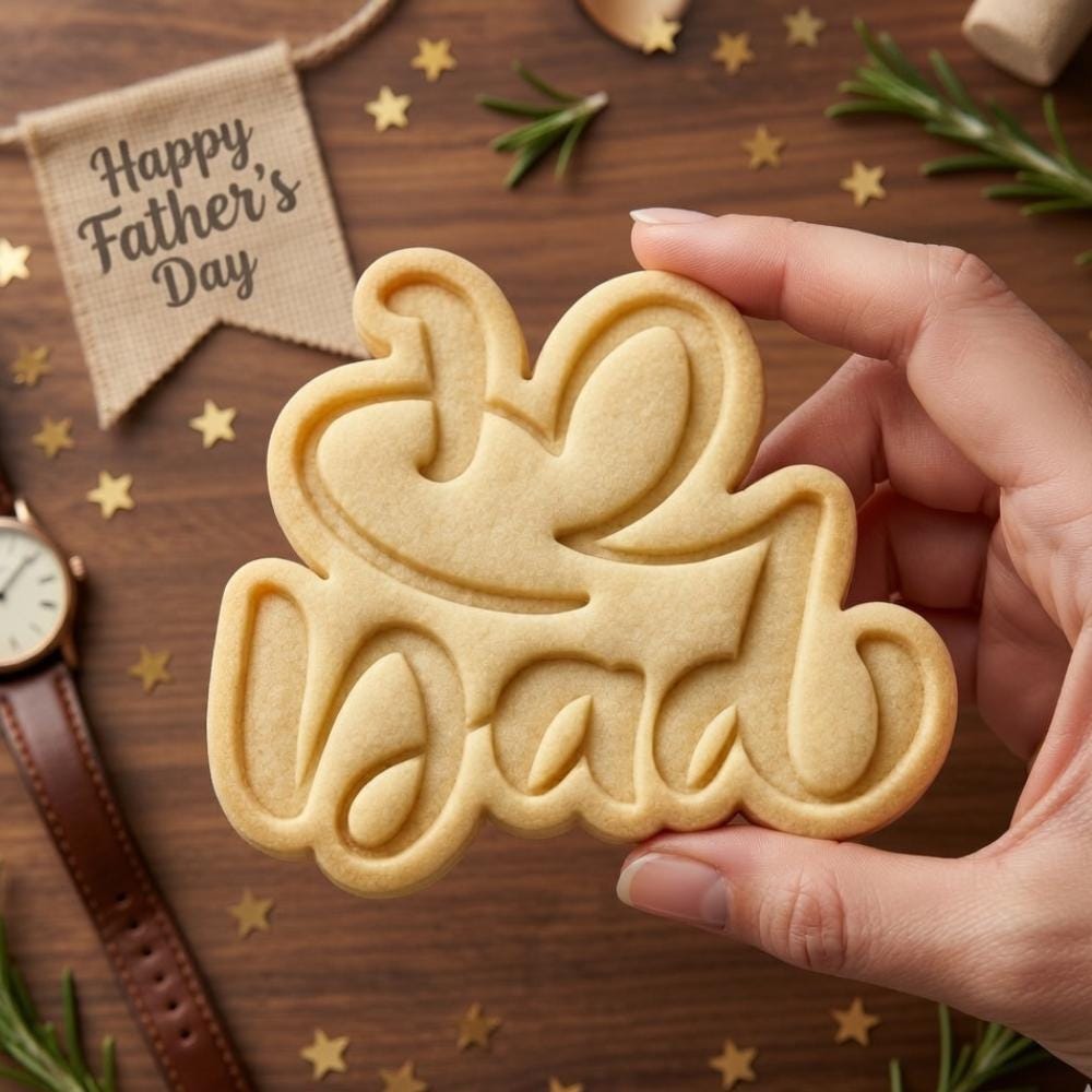 I Love Dad Cookie Cutter & Stamp, Father's Day Birthday Fondant Cutter, Heart Papa Celebration Biscuit Stamp