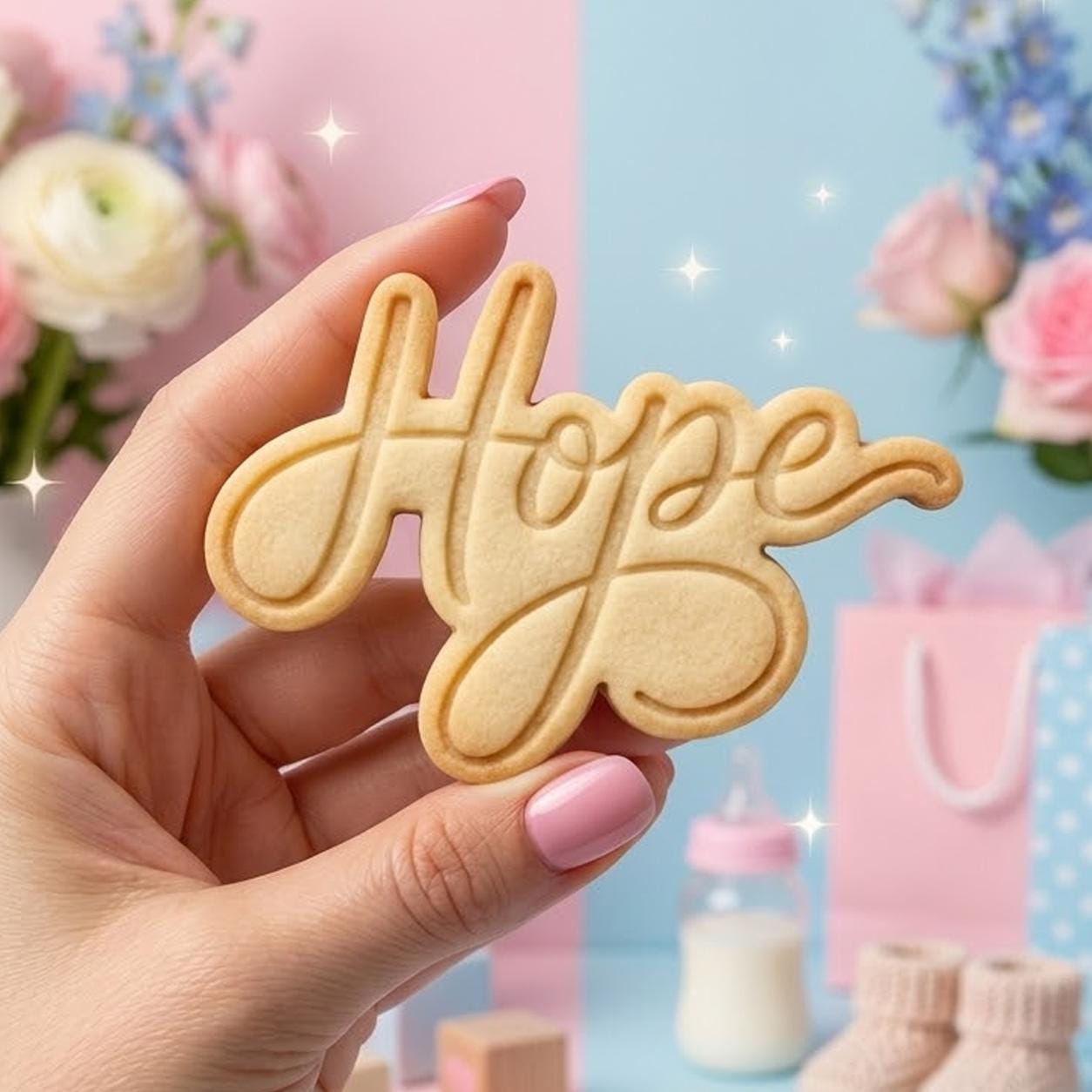 Hope Text Cookie Cutter Stamp, Baby Gift, Baby Shower Cutter, Custom Cookie Stamp, Birthday Baking, Happy Birthday, 1st Birthday Cookie