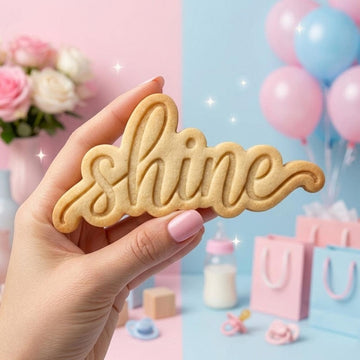 Shine Text Cookie Cutter Stamp, Baby Gift, Baby Shower Cutter, Custom Cookie Stamp, Birthday Baking, Happy Birthday, 1st Birthday Cookie