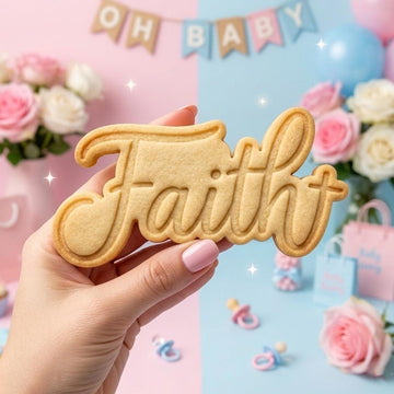 Faith Text Cookie Cutter Stamp, Baby Gift, Baby Shower Cutter, Custom Cookie Stamp, Birthday Baking, Happy Birthday, Cross Cutter