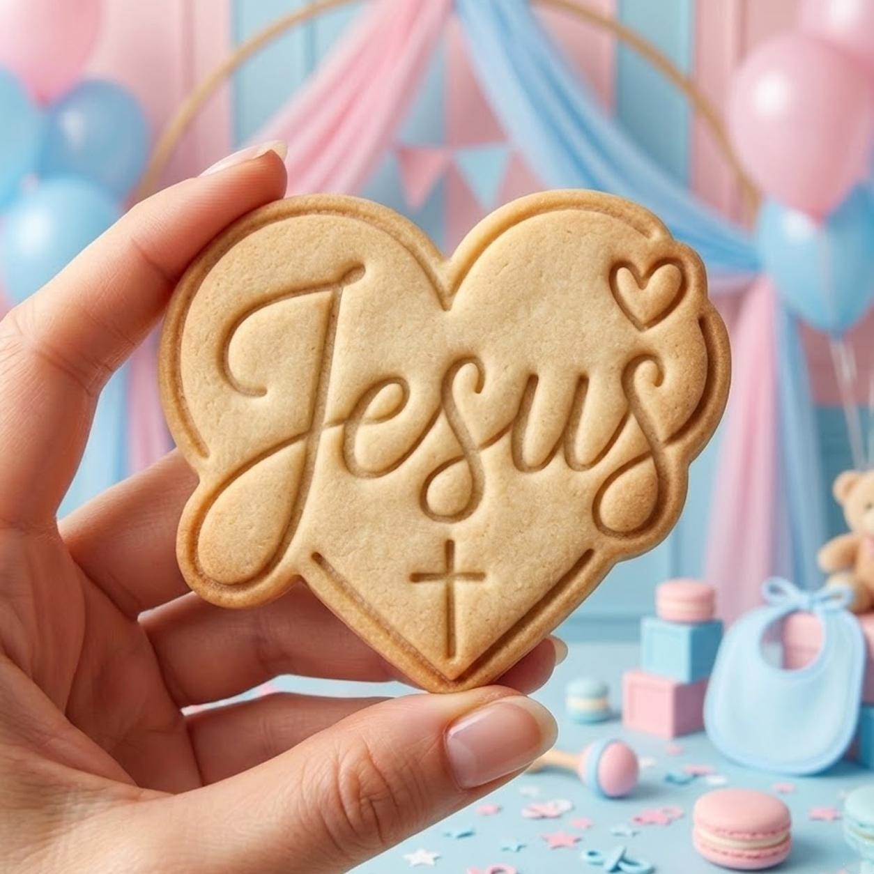 Jesus With Heart Cookie Cutter Stamp, Baby Gift, Baby Shower, Custom Cookie Stamp, Birthday Baking, Happy Birthday, God Cutter, Cross Cookie