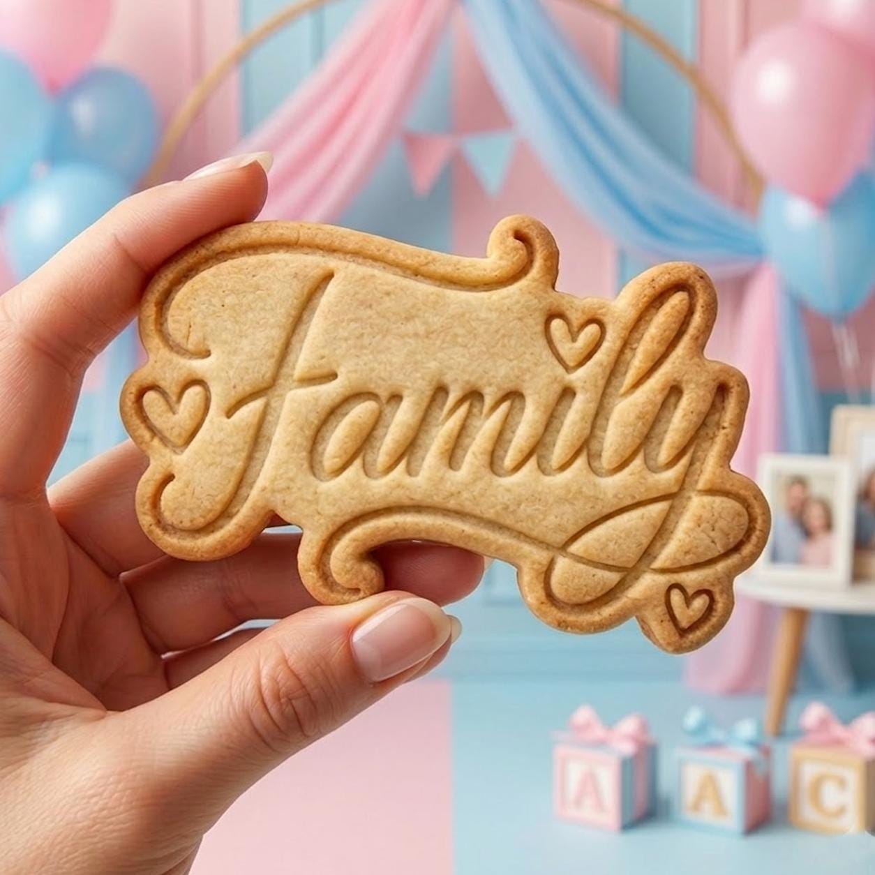Family Text Cookie Cutter Stamp, Baby Gift, Baby Shower, Custom Cookie Stamp, Birthday Baking, Happy Birthday, God Cutter, Heart Cookie