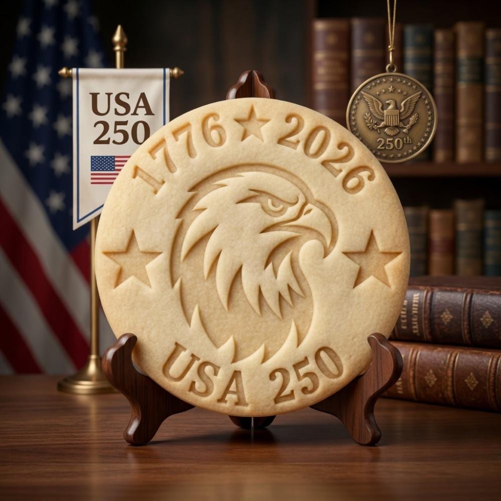USA 250 Eagle Cookie Cutter & Stamp, 1776-2026 Eagle Cookie Stamp, Patriotic Bald Eagle Cutter, American Anniversary Stamp