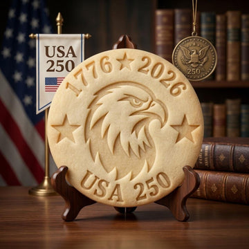 USA 250 Eagle Cookie Cutter & Stamp, 1776-2026 Eagle Cookie Stamp, Patriotic Bald Eagle Cutter, American Anniversary Stamp