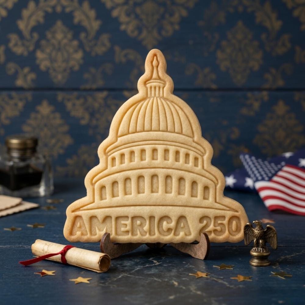 Capitol Building America 250 Cookie Cutter & Stamp, US Capitol 1776-2026 Cookie Stamp, Independence Day Cookie Cutter