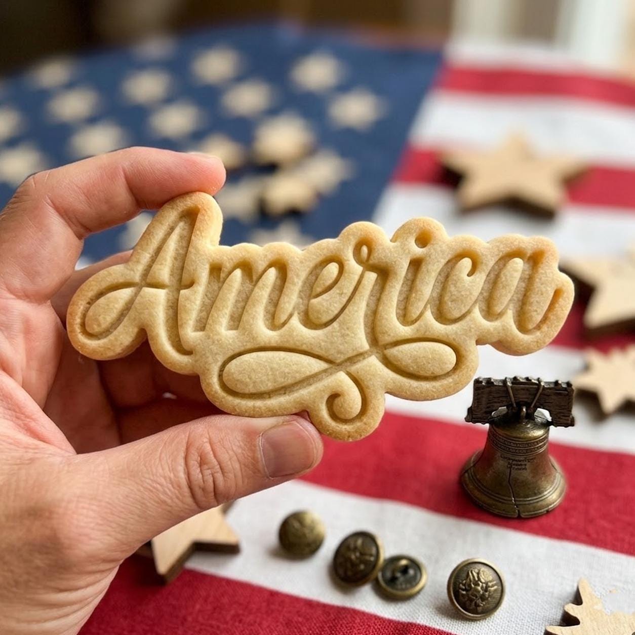 America Text Cookie Cutter Stamp, America 1776 2026, 250th Anniversary, 250 Years of Freedom, Patriotic Baking, 4th of July, America Cookie