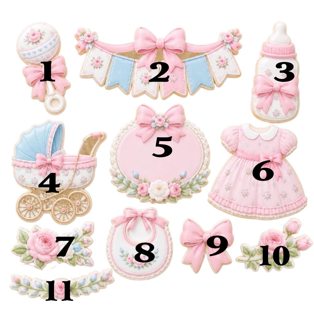 Baby Girl Shower Floral Cookie Cutter Set, Baby Showers, Birthday Cookie, Birthday Gifts, Baby Girl Cutter, Fondant Cutter, Feet Baby Cutter