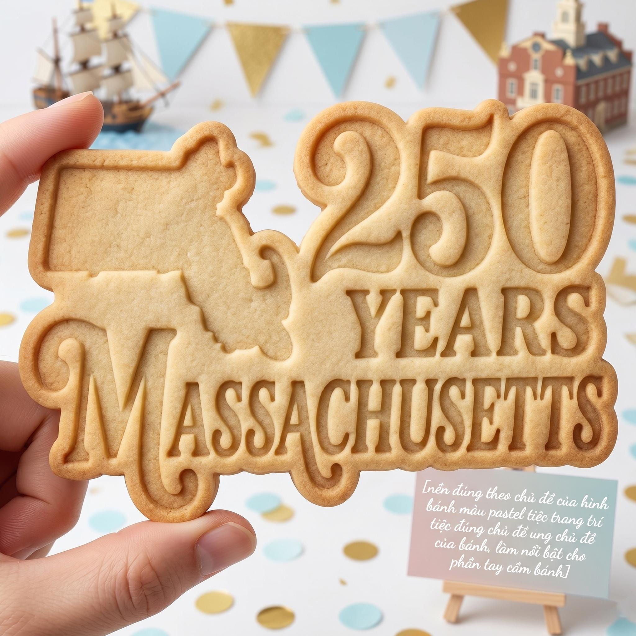 Massachusetts State Cookie Cutter, MA 250th Anniversary Stamp, Polymer Clay Cutter, Patriotic 2026 Gift Mold, Massachusetts Map Plaque