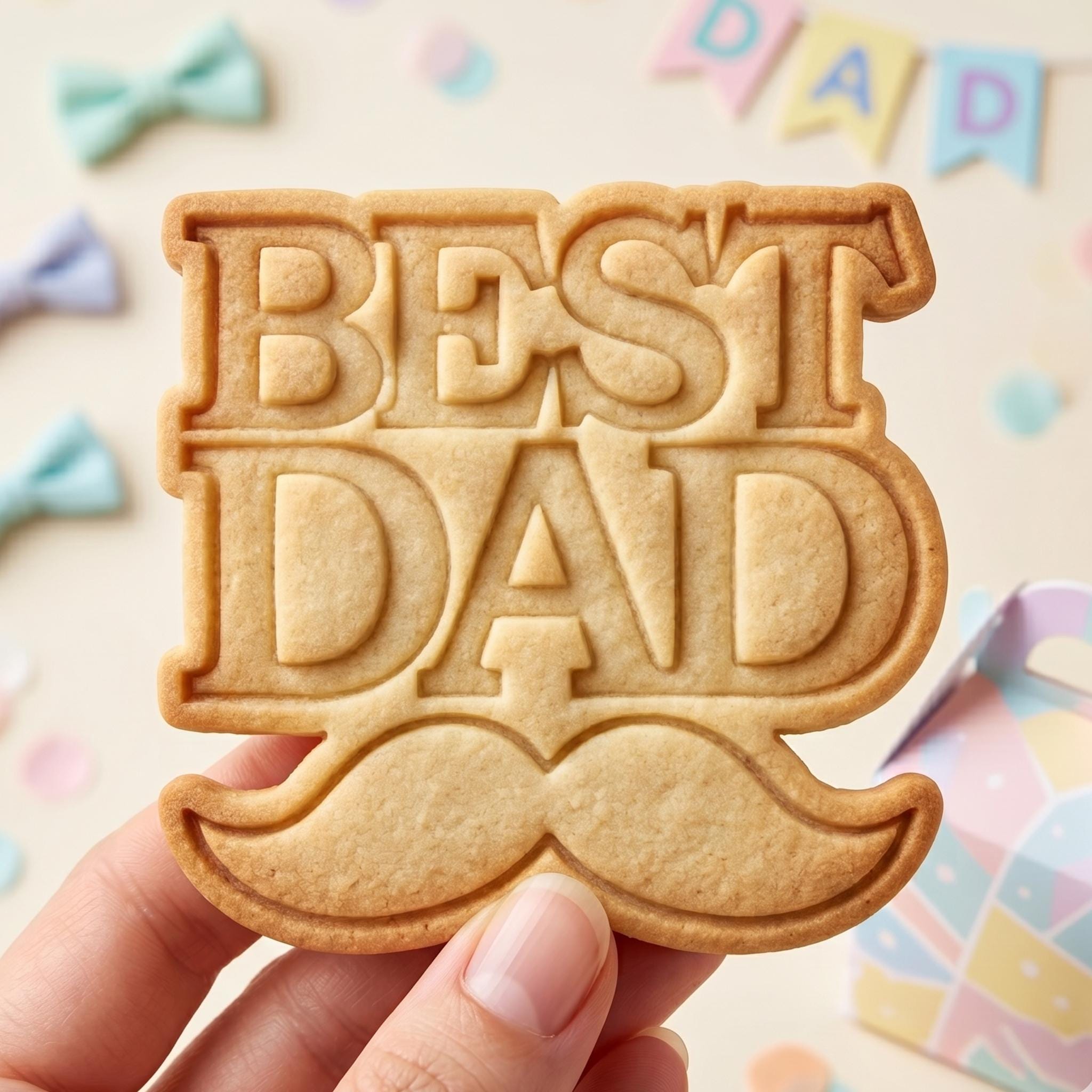 Best Dad Cookie Cutter, Mustache Dad Stamp, Father's Day Plaque, Polymer Clay Cutter, Dad Birthday Gift Mold, Men's Style, Polyclay