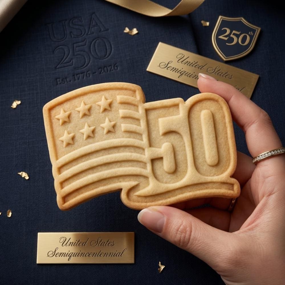 250 Flag Cookie Cutter & Stamp, 1776-2026 Cookie Stamp, 4th of July Cookie Cutter, 250 Years of Freedom Cookie Stamp