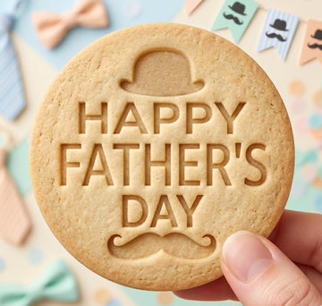 Happy Father's Day Cookie Cutter, Gentleman Hat Mustache Stamp, Polymer Clay Cutter, Dad Birthday Gift Mold, Round Plaque, Polyclay