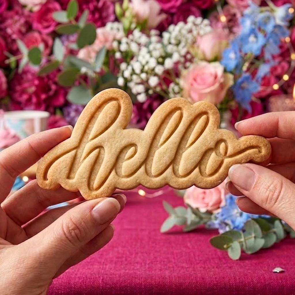 Hello Text Cookie Cutter Stamp Set, Baby Gift, Baby Shower Cookie Cutters, Custom Cookie Cutter Stamp, Birthday Baking, Baby Cutter