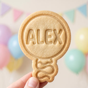 Custom Name Balloon Cookie Cutter, Personalized Birthday Party Stamp, Polymer Clay Cutter, Kids Baby Shower Gift Mold, Round Ribbon Plaque