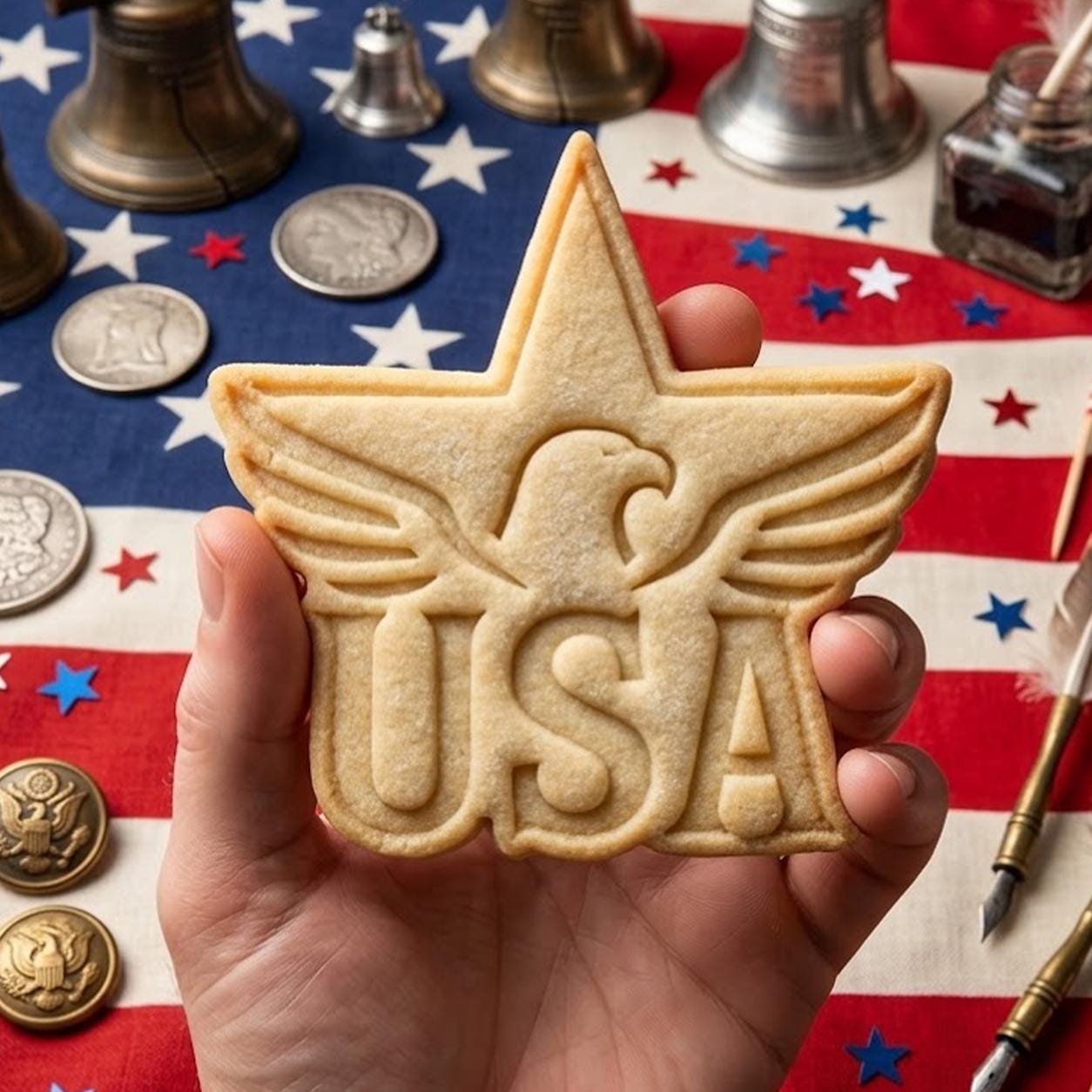 USA Bird Star Cookie Cutter Stamp, 250th Anniversary, Independence Day, Patriotic Baking, 250 Years of Freedom, America 250Th Cookie