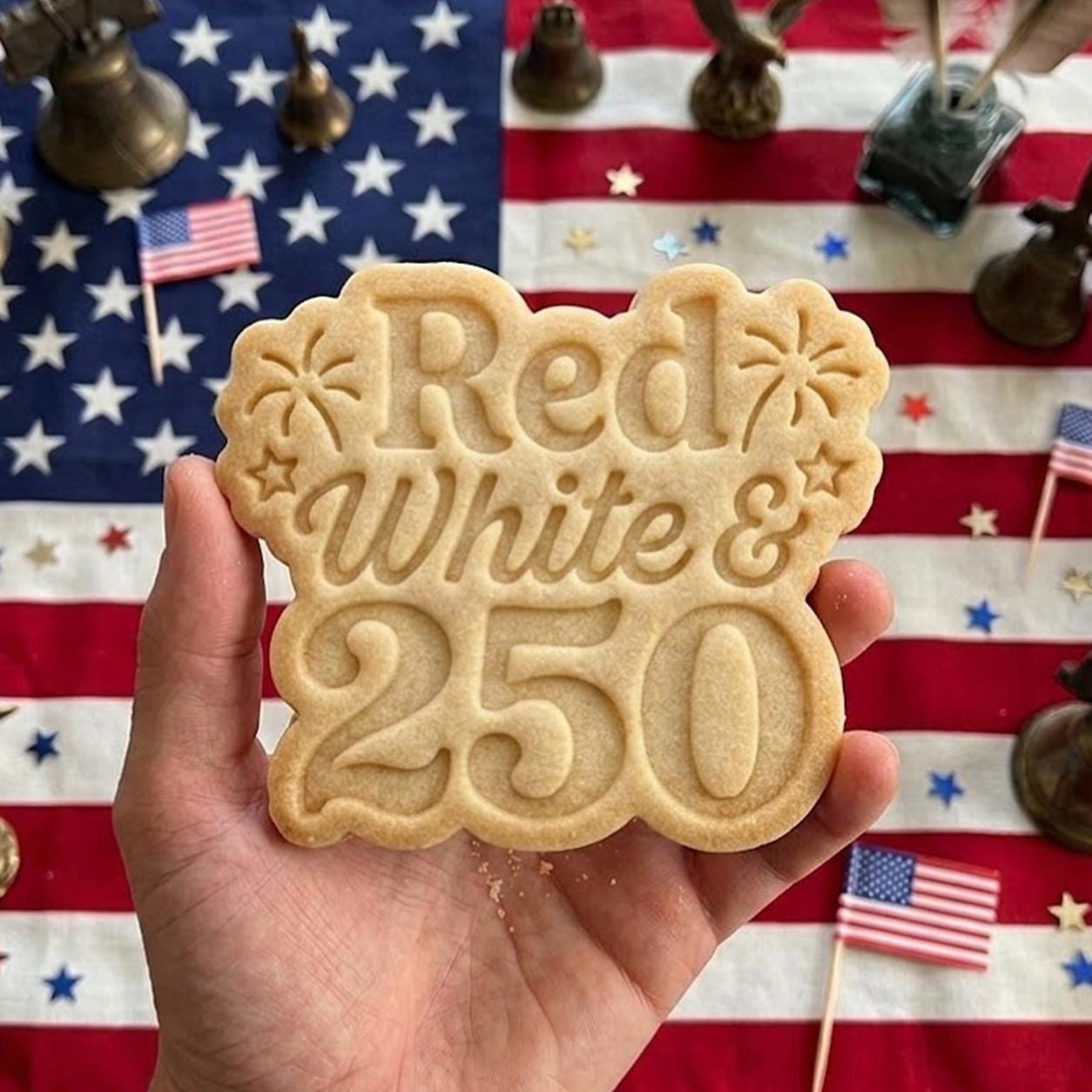Red White 250 Cookie Cutter Stamp, 250th Anniversary, Independence Day, Patriotic Baking, 250 Years of Freedom, America 250 Cookie