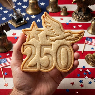 250 With Bird Star Cookie Cutter Stamp, 250th Anniversary, Independence Day, Patriotic Baking, 250 Years of Freedom, America 250 Cookie