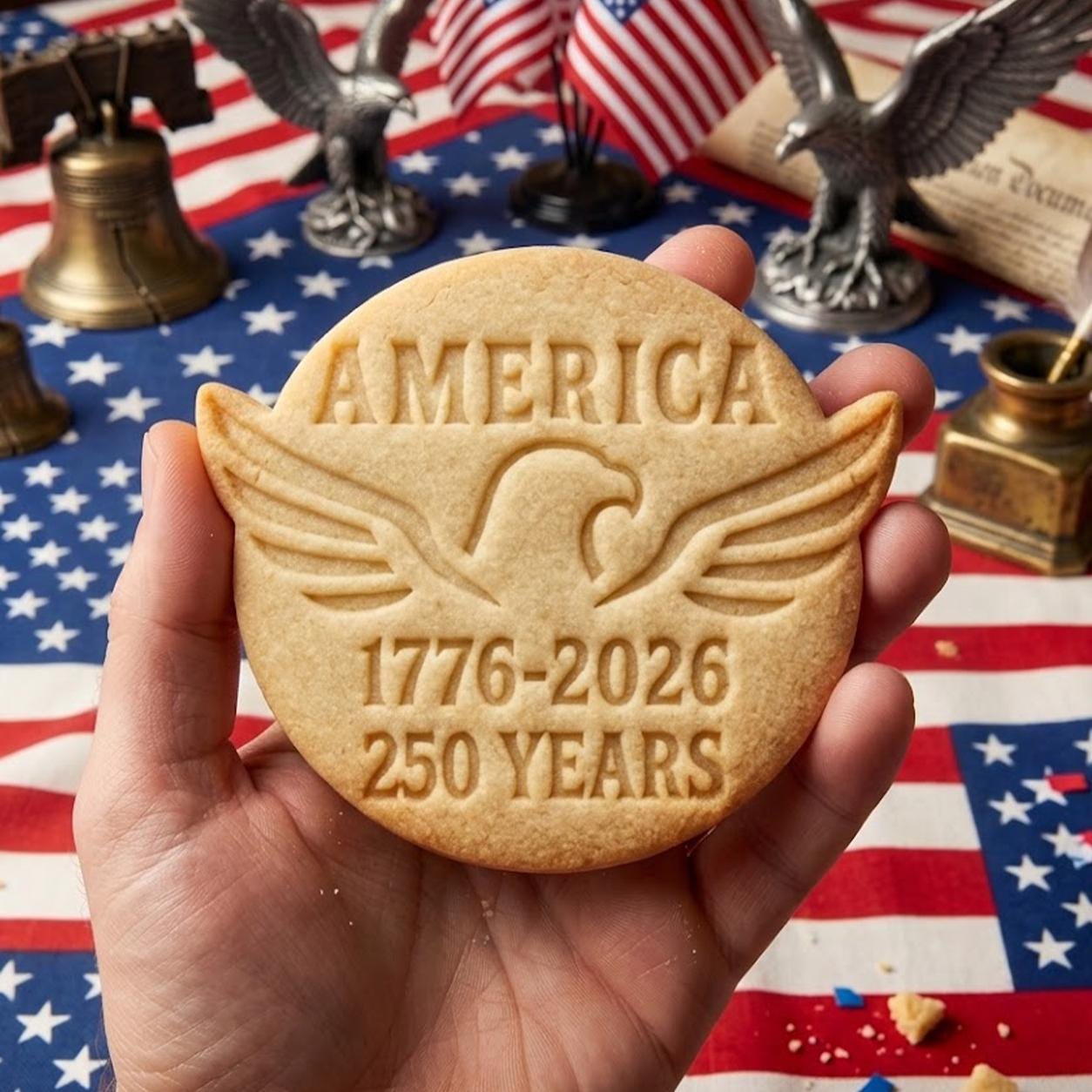 America 1776 2026 Bird Cookie Cutter Stamp, 250th Anniversary, Independence Day, Patriotic Baking, 250 Years of Freedom, America 250 Cookie