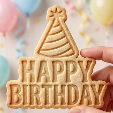 Happy Birthday Cookie Cutter, Star Party Hat Stamp, Polymer Clay Cutter, Festive Birthday Celebration Mold, Kids Birthday Plaque, DIY Craft