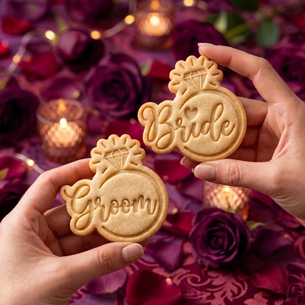 Bride Groom Wedding Cookie Cutter Stamp Set, Fondant Cutter, Baking Tool, Wedding Cookie, Mr & Mrs Cookie Stamp, Wedding Gifts, Love Cutter