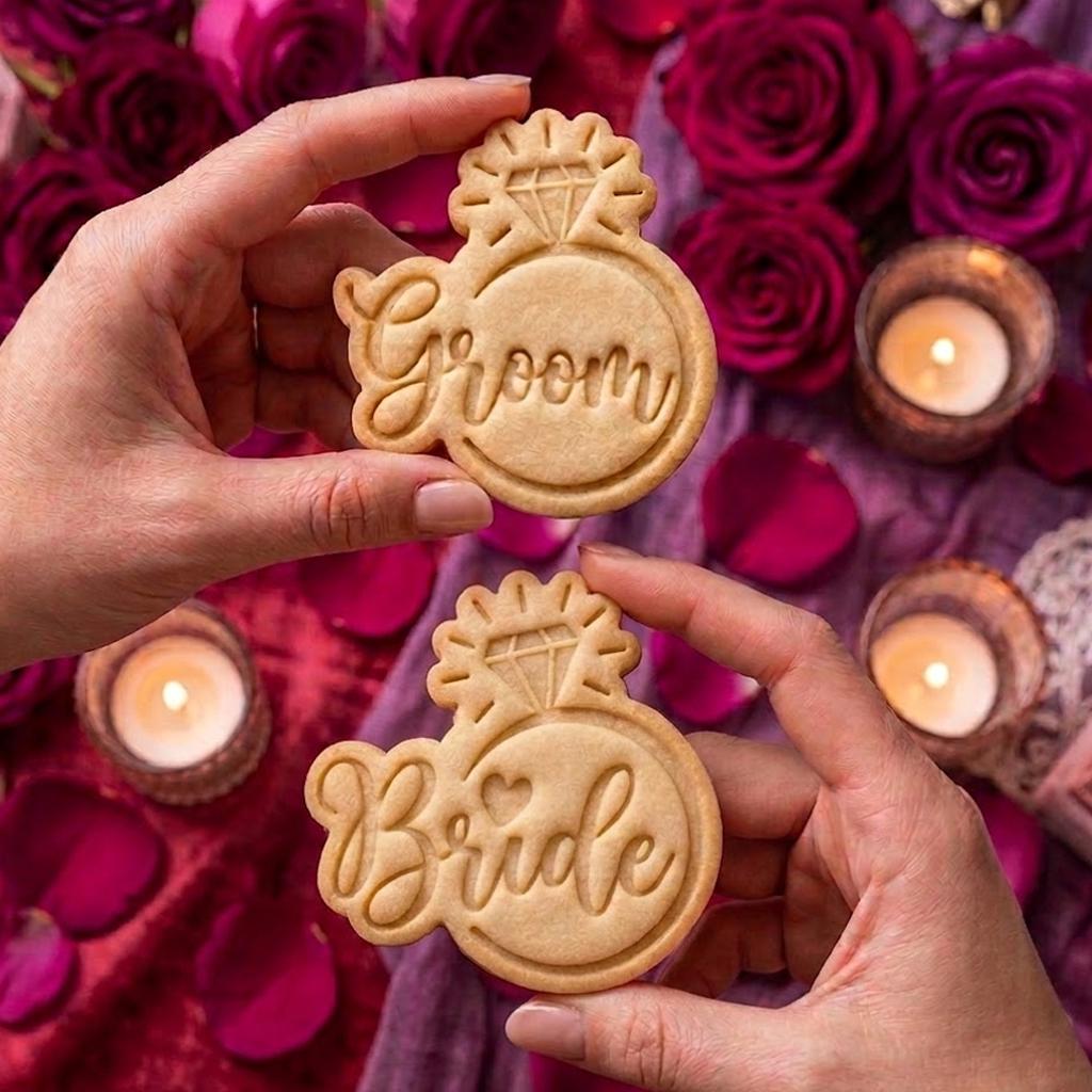 Bride Groom Wedding Cookie Cutter Stamp Set, Fondant Cutter, Baking Tool, Wedding Cookie, Mr & Mrs Cookie Stamp, Wedding Gifts, Love Cutter