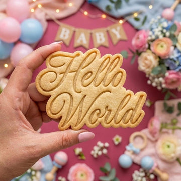 Hello World Cookie Cutter Stamp, Baby Gift, Baby Shower Cookie Cutters, Custom Cookie, Birthday Baking, Fondant Cutter, Text Cookie Cutter
