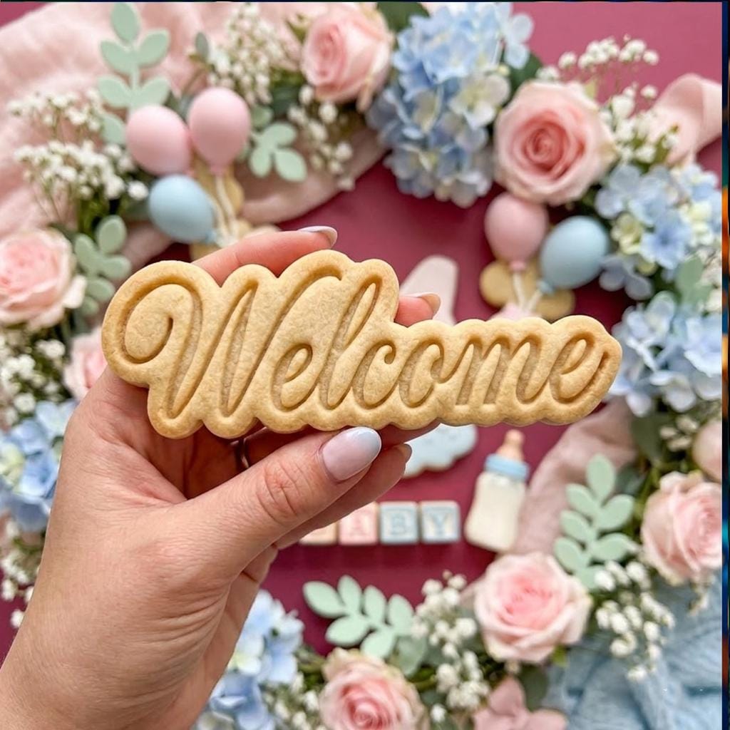 Welcome Cookie Cutter Stamp, Baby Gift, Baby Shower Cookie Cutters, Custom Cookie, Birthday Baking, Fondant Cutter, Text Cookie Cutter