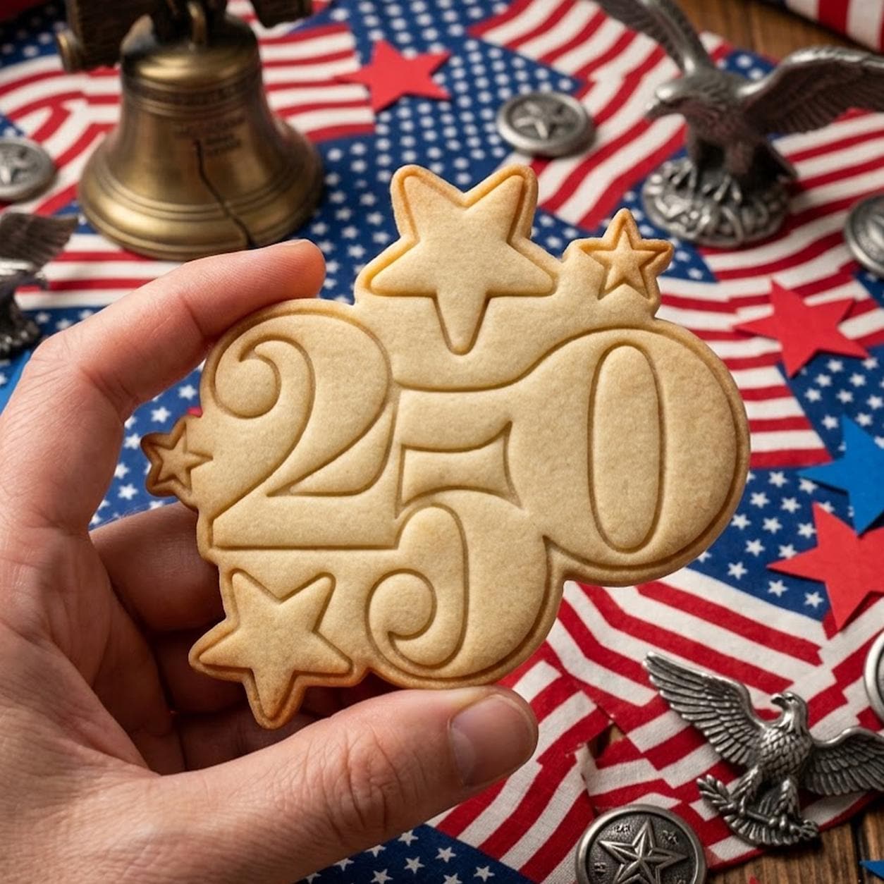 250 With Star Cookie Cutter Stamp, 250th Anniversary, Independence Day, Patriotic Baking, 250 Years of Freedom, America 250 1776 2026