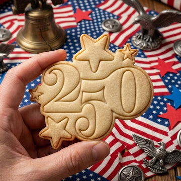 250 With Star Cookie Cutter Stamp, 250th Anniversary, Independence Day, Patriotic Baking, 250 Years of Freedom, America 250 1776 2026