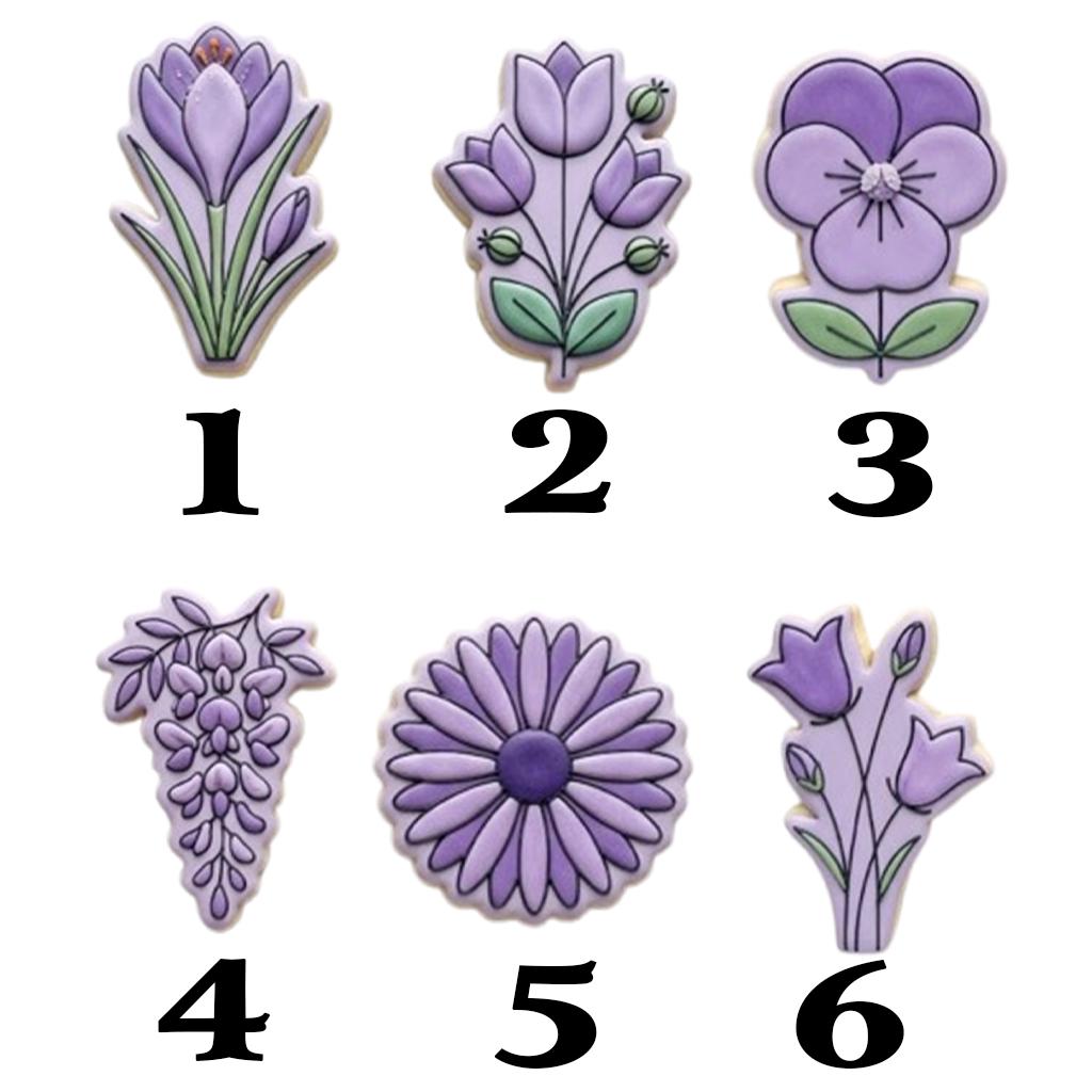 Flowers Purple Cookie Cutters Set, Lavender Set Cutter, Spring Cookie, Baby Shower Dessert, Baby Cookie, Mother’s Gifts, Birthday Cookie