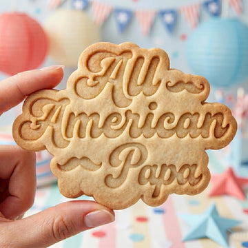 All American Papa Cookie Cutter, Patriotic Retro Text Stamp, Polymer Clay Cutter, Father's Day Mustache Mold, USA Dad Plaque, DIY Craft