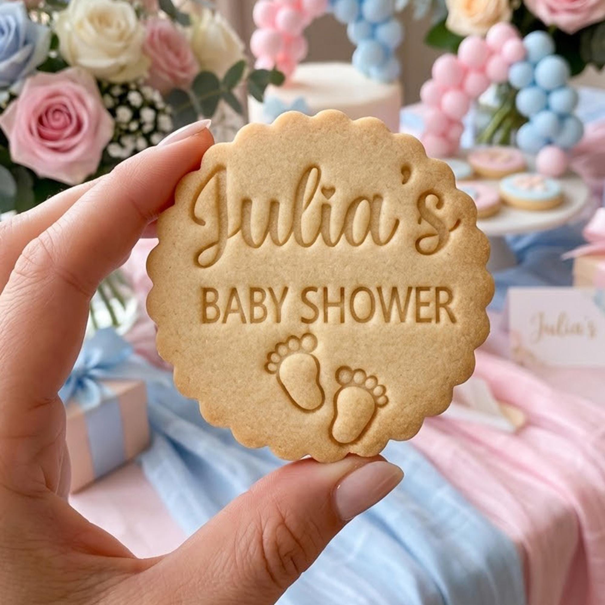 Custom Name Baby Shower Cookie Cutter Stamp, Rattle Cutter, Baby Gift, Baby Shower Cutter, Custom Stamp, Birthday Baking, Happy Birthday