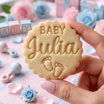 Custom Name Baby With Feet Cookie Cutter Stamp, Baby Cutter, Baby Gift, Baby Shower Cutter, Custom Stamp, Birthday Baking, Happy Birthday