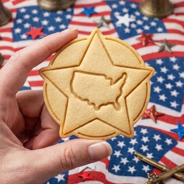 Map America 250 with Star Cookie Cutter Stamp, 250th Anniversary, Independence Day, Patriotic Baking, 250 Year of Freedom, America 1776 2026