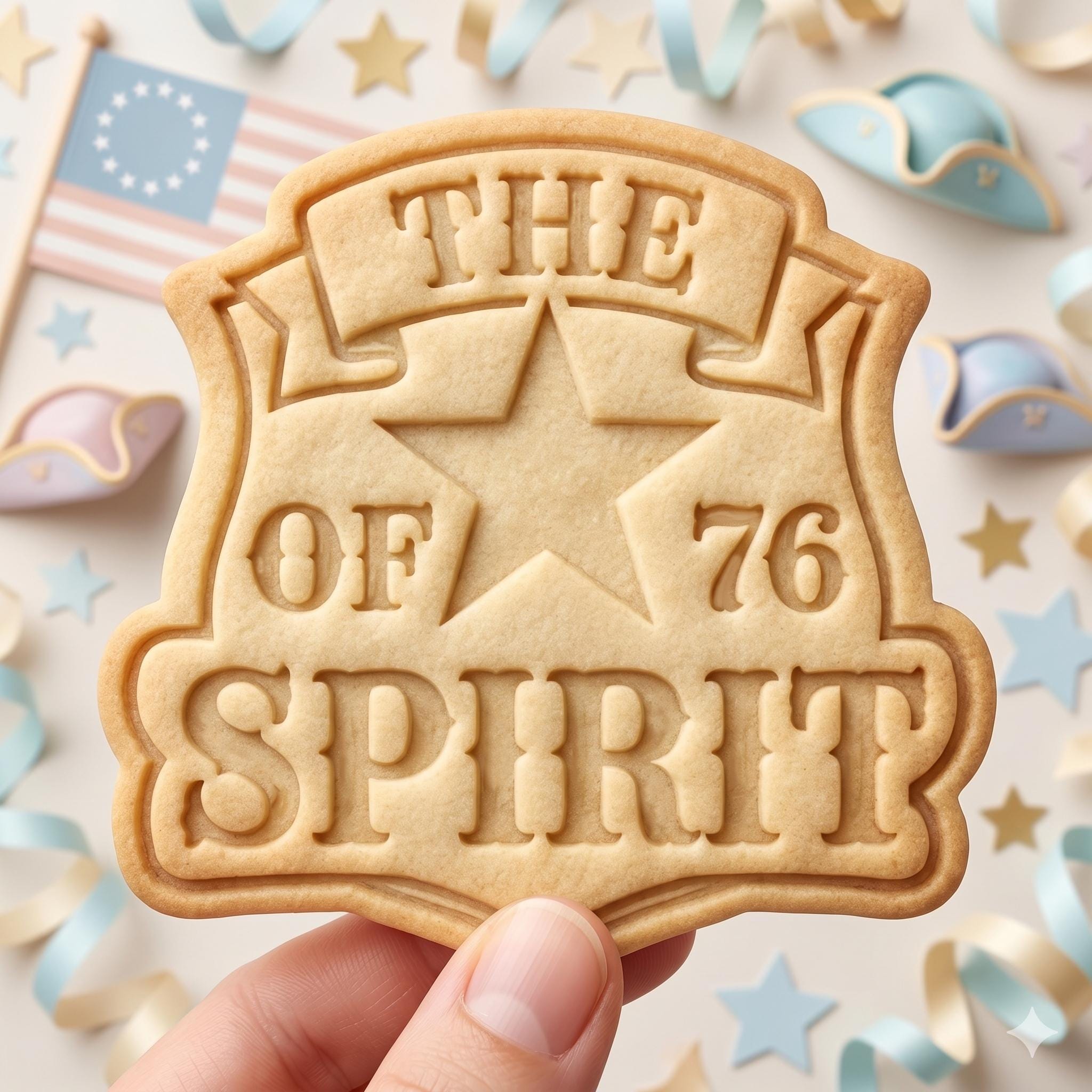 Spirit of 76 Cookie Cutter, Patriotic Shield Emblem Stamp, Polymer Clay Cutter, 4th of July Celebration Mold, Vintage America Plaque, DIY