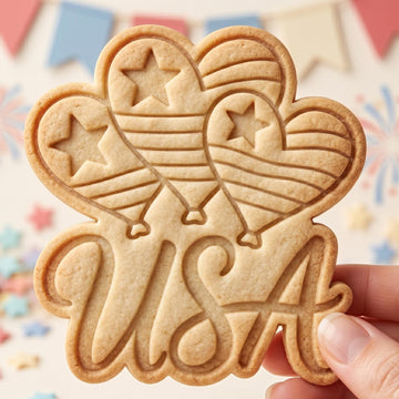 Patriotic USA Cookie Cutter, Heart Balloons Text Stamp, Polymer Clay Cutter, 4th of July Celebration Mold, American Pride Plaque, DIY Craft