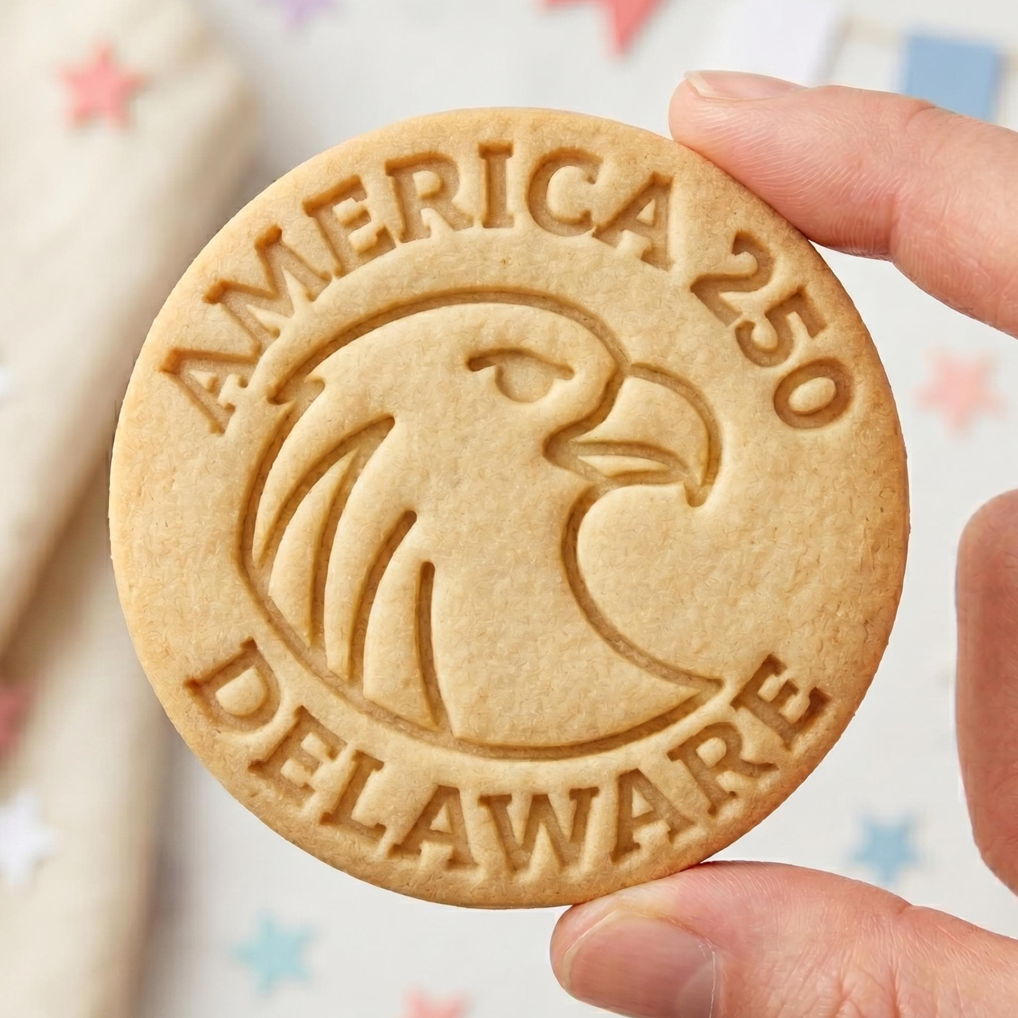 America 250th Cookie Cutter, Delaware Eagle Seal Stamp, Polymer Clay Cutter, Patriotic 2026 Gift Mold, USA Est 1776 Plaque, Polyclay