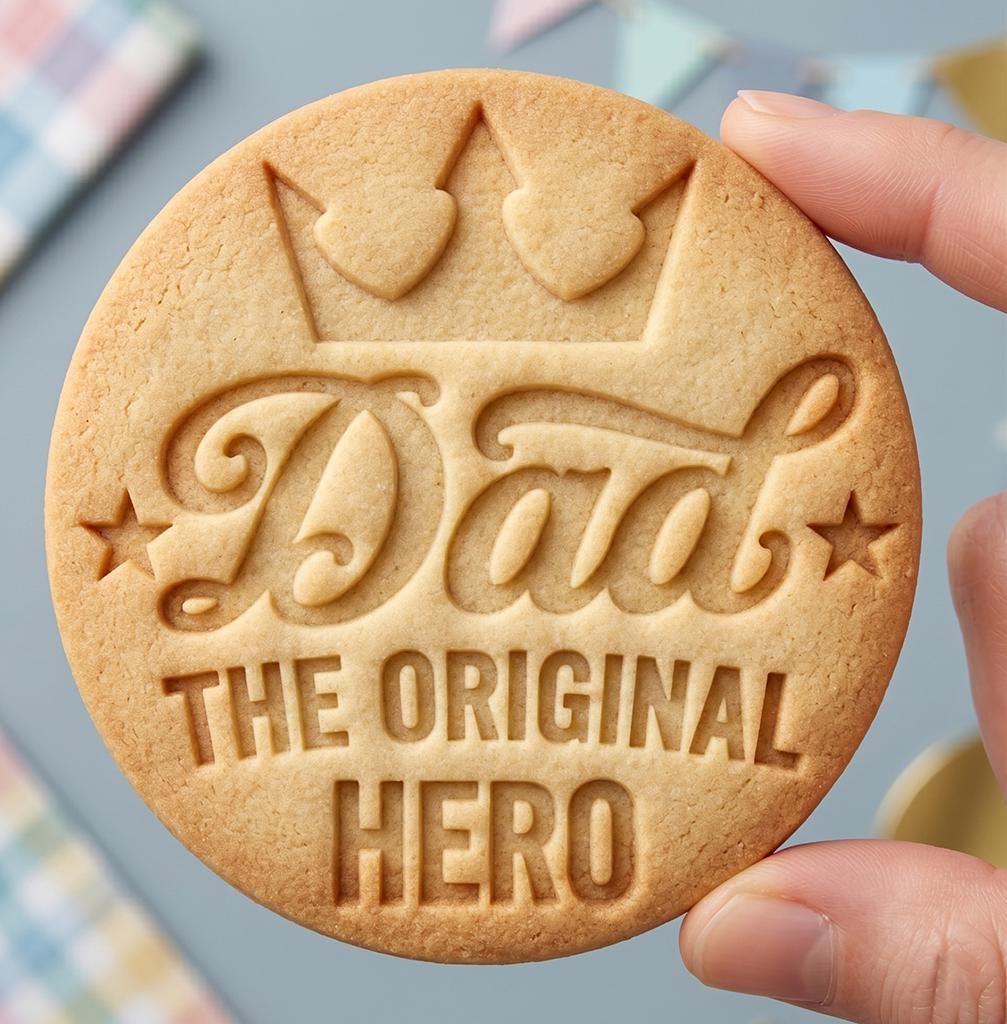 Dad The Original Hero Cookie Cutter, Father's Day Crown Stamp, Polymer Clay Cutter, Dad Birthday Hero Mold, Laurel Wreath Plaque, Polyclay