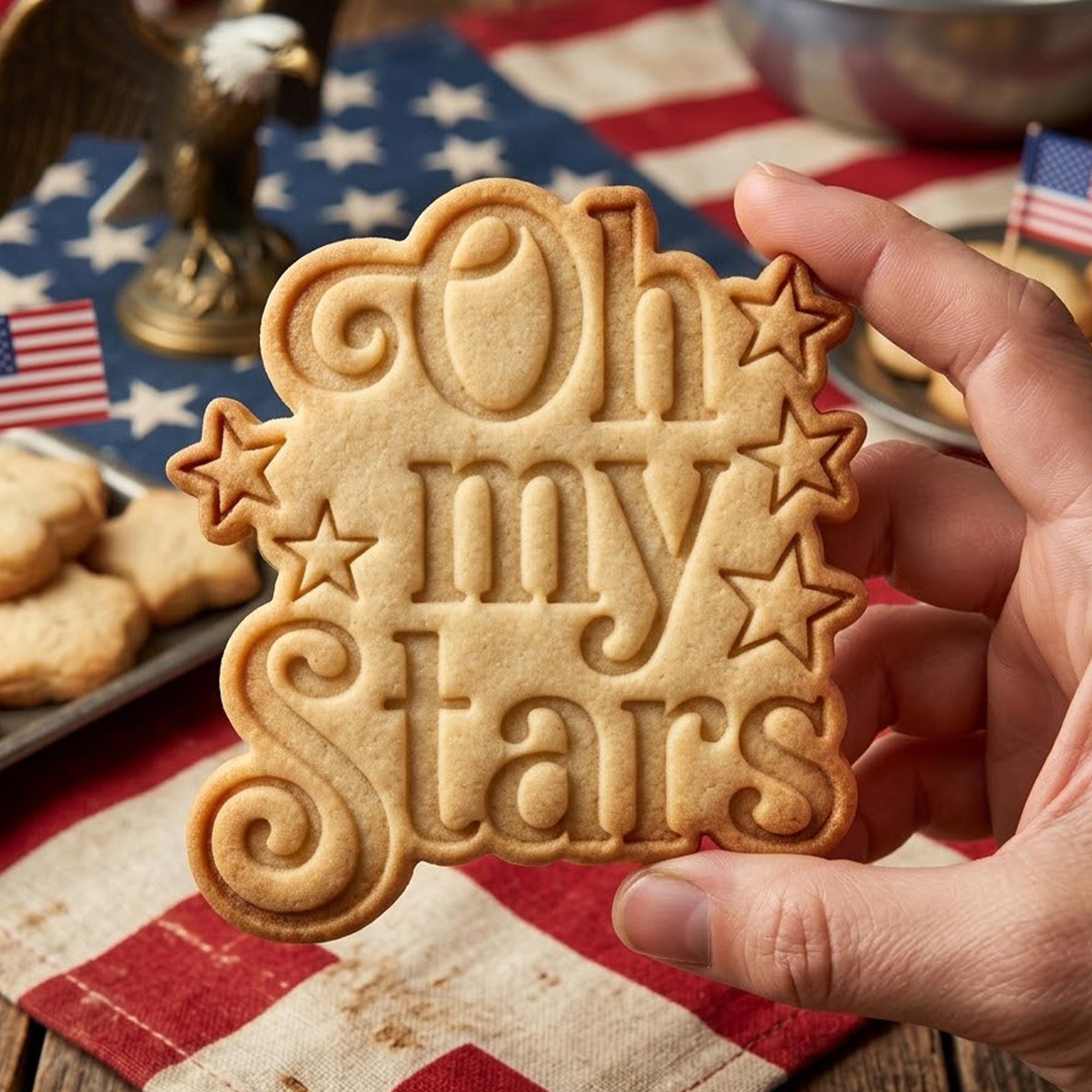 Oh My Star Cookie Cutter Stamp, 250th Anniversary, Independence Day, Patriotic Baking, 250 Years of Freedom, America 1776 2026, Clay Cutter