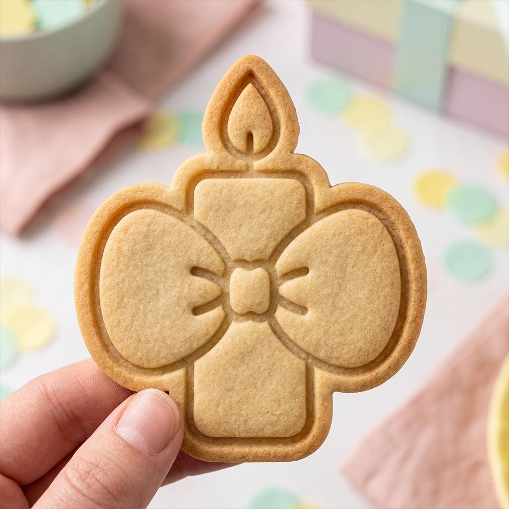 Festive Candle Cookie Cutter, Cute Ribbon Bow Stamp, Polymer Clay Cutter, Birthday Celebration Mold, Elegant Candle Plaque, DIY Craft Tool