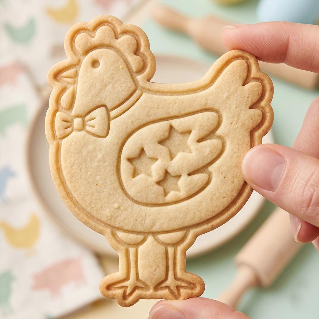 Patriotic Chicken Cookie Cutter, Cute Rooster Bow Tie Stamp, Polymer Clay Cutter, 4th of July Farmhouse Mold, American Star Plaque, DIY