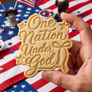 One Nation Under God With Bow America 250 Cookie Cutter Stamp, 250th Anniversary, Independence Day, Patriotic Baking, 250 Years of Freedom