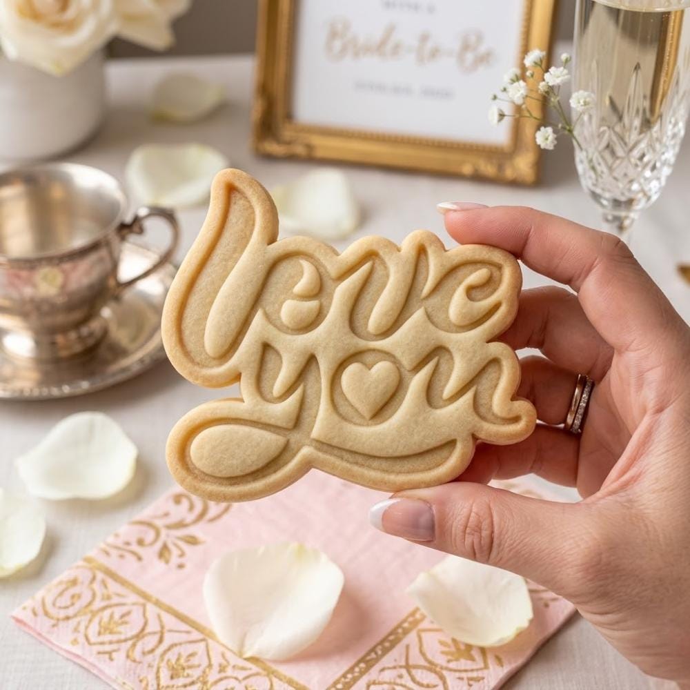 Love You Cookie Cutter & Stamp, Bridal Shower Cookie Cutter, Engagement Cookie Stamp, Wedding Anniversary Cookie Mold, Valentine Gift Tool