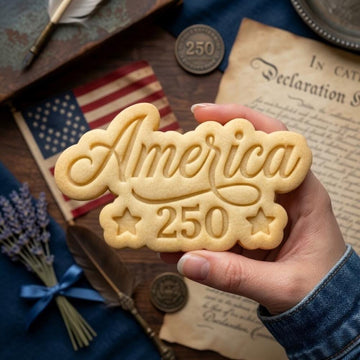 America 250 Cookie Cutter & Stamp, 4th of July Cookie Stamp, Patriotic Party Gifts, 1776-2026 Cookie Mold