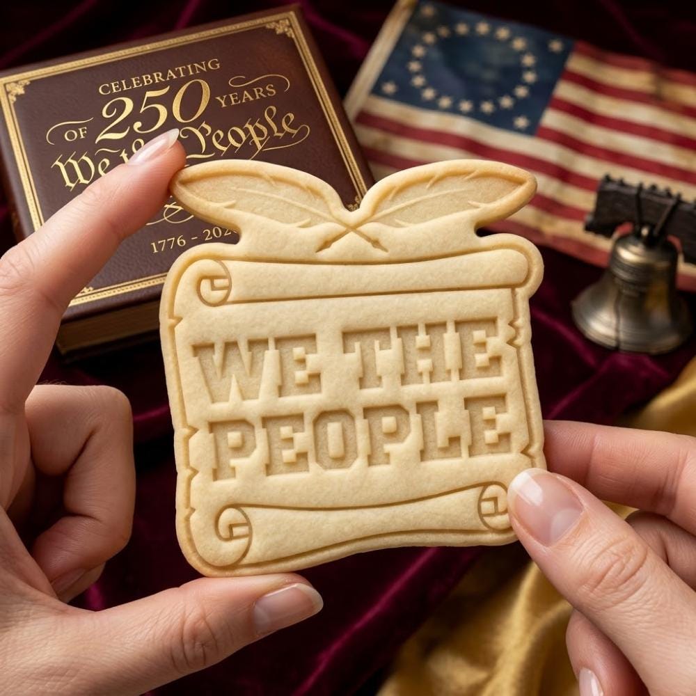 We The People Cookie Cutter & Stamp, USA 250th Anniversary Cookie Cutter, 4th of July Cookie Stamp, Patriotic Party Gifts